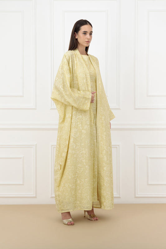 Floral Jacquard Farasha Abaya