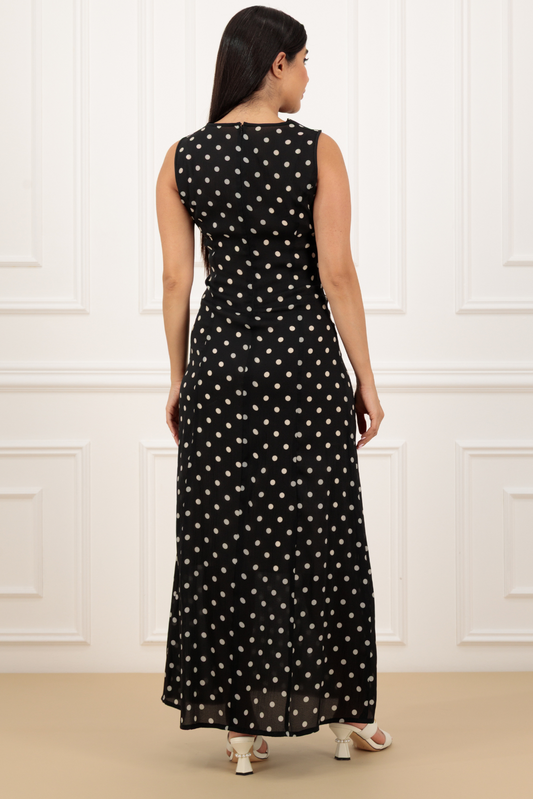 Loose collar polka dress