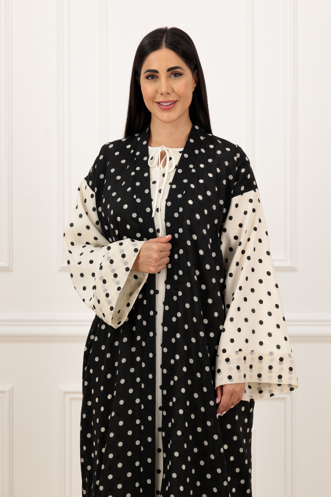 Polka Kimono style abaya (Set)
