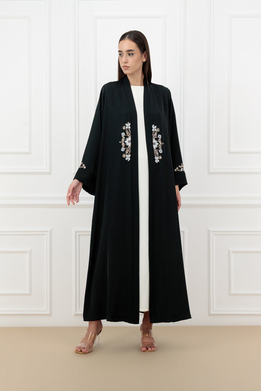 3D Embossed floral abaya