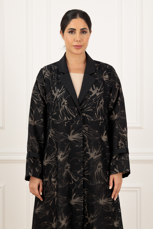 Jacquard organza jacket abaya