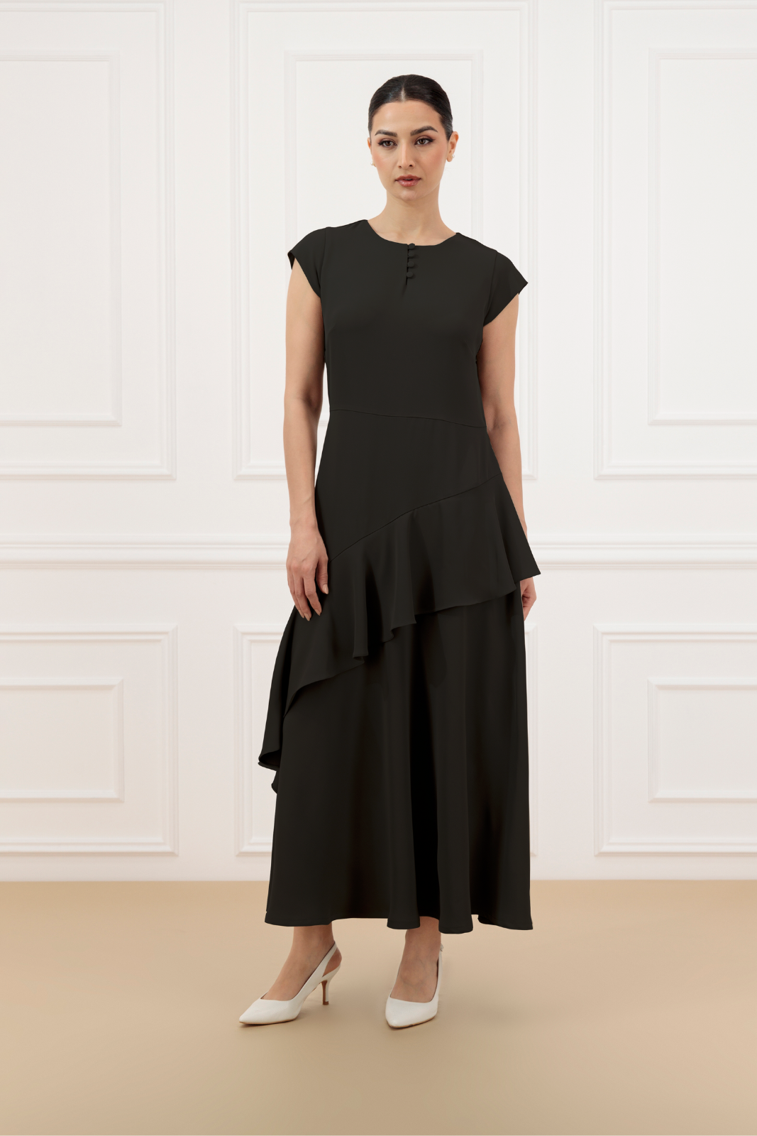 Ruffled crepe dress