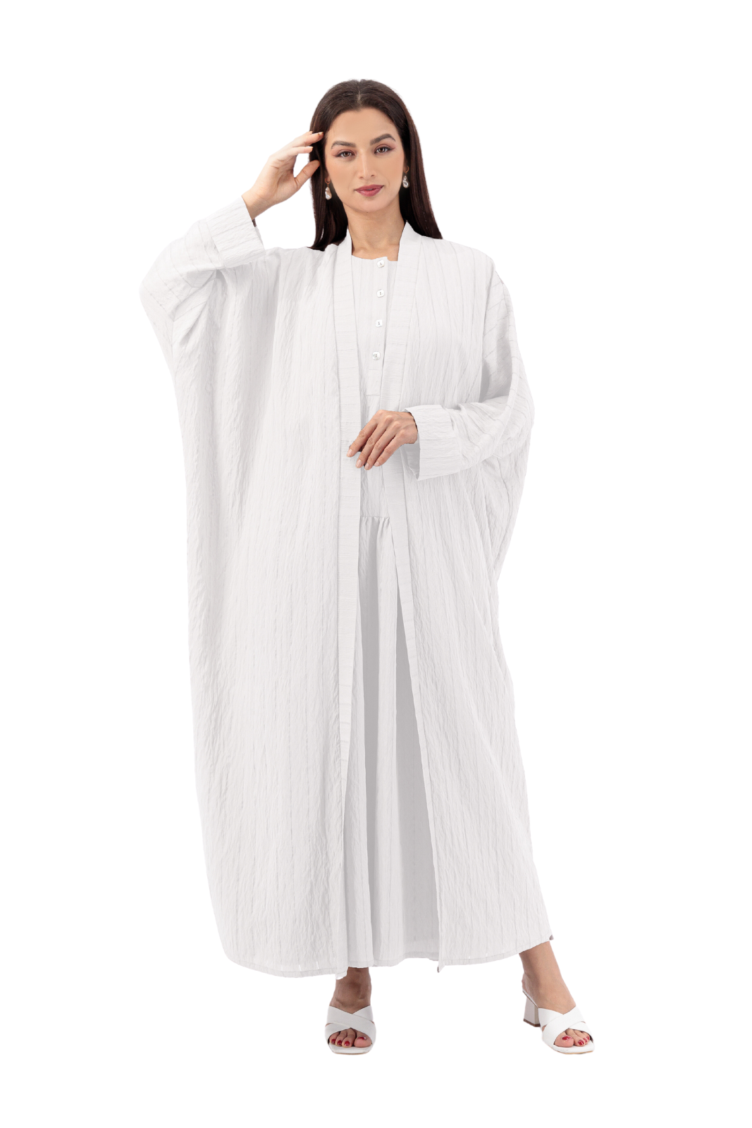 Striped Farasha cut abaya and dress (SET)