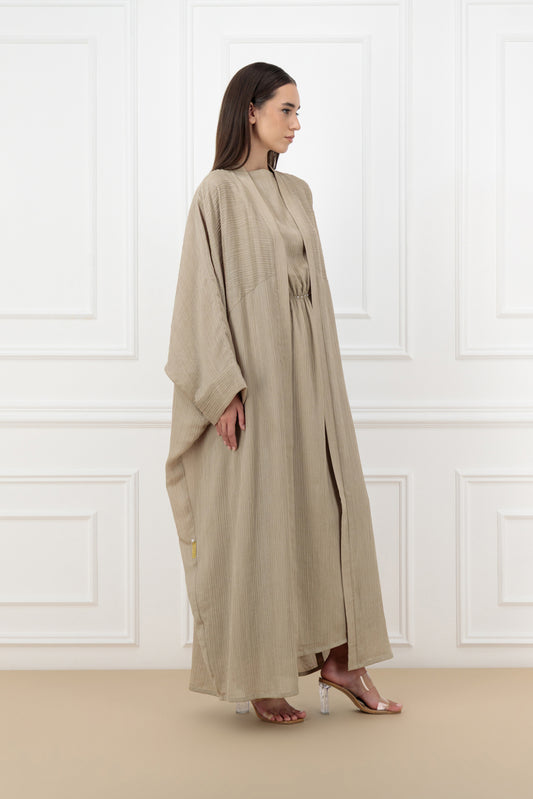 Jacquard semi pleated farasha abaya