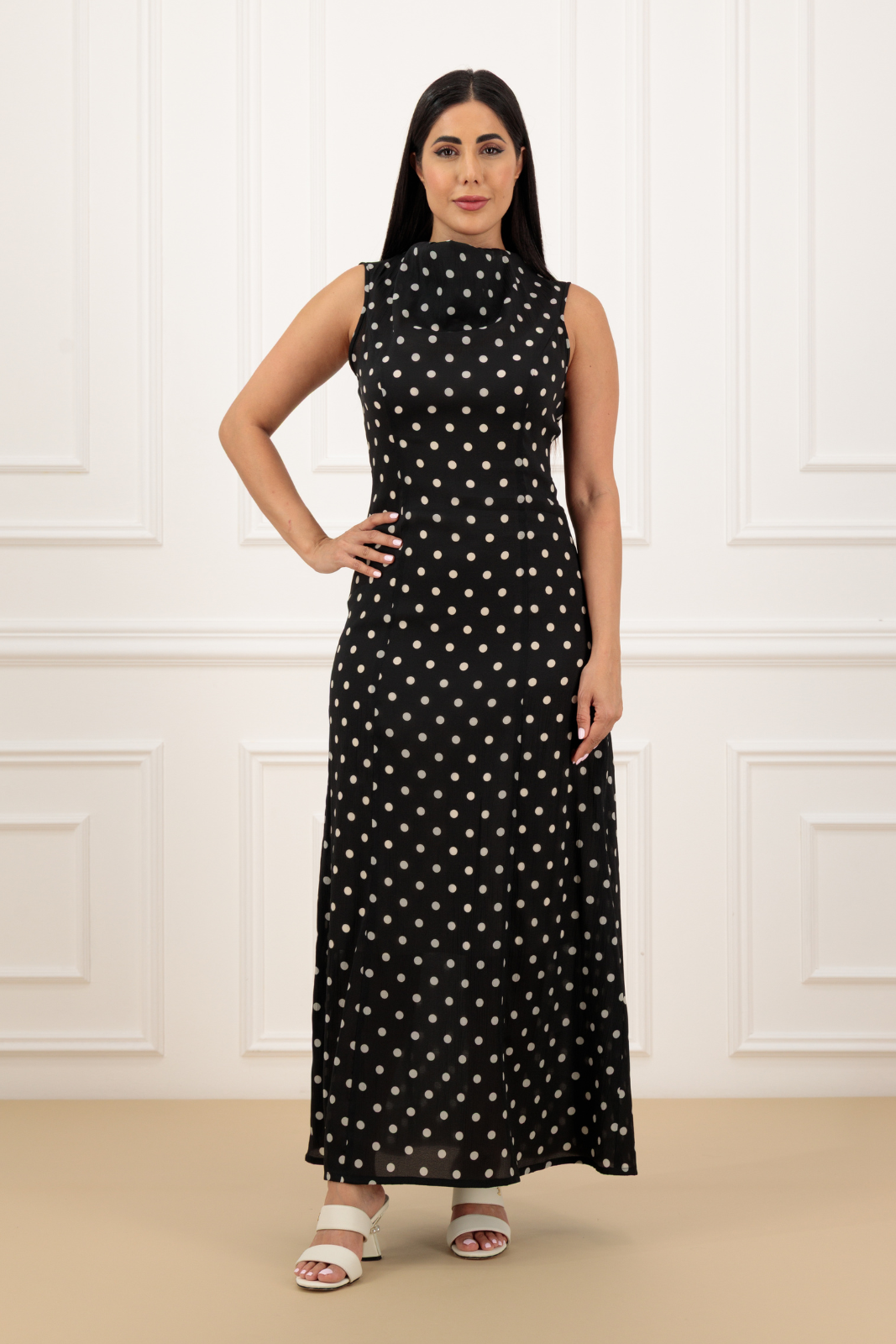 Puff sleeves polka abaya (Set)