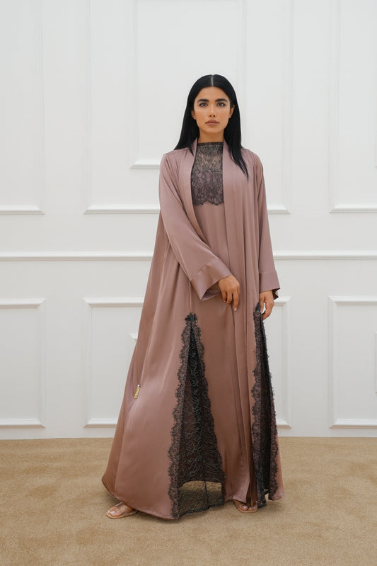 Lace silk Abaya