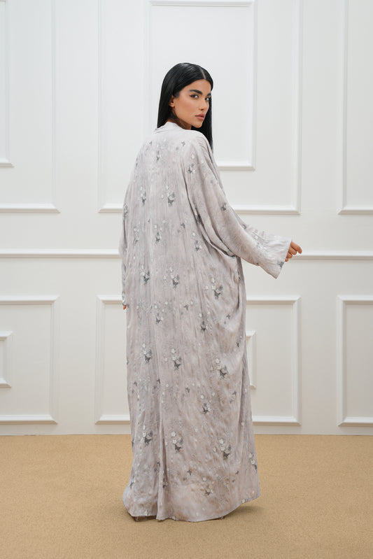 Textured Printed farasha cut abaya