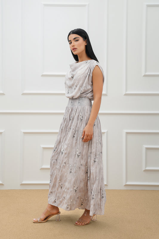 Smocked elastic waist dress