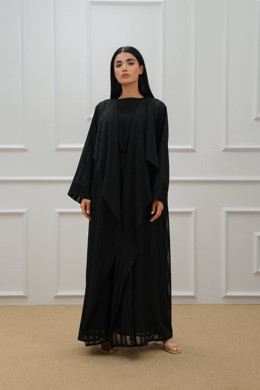 Goemetric checkered organza Abaya