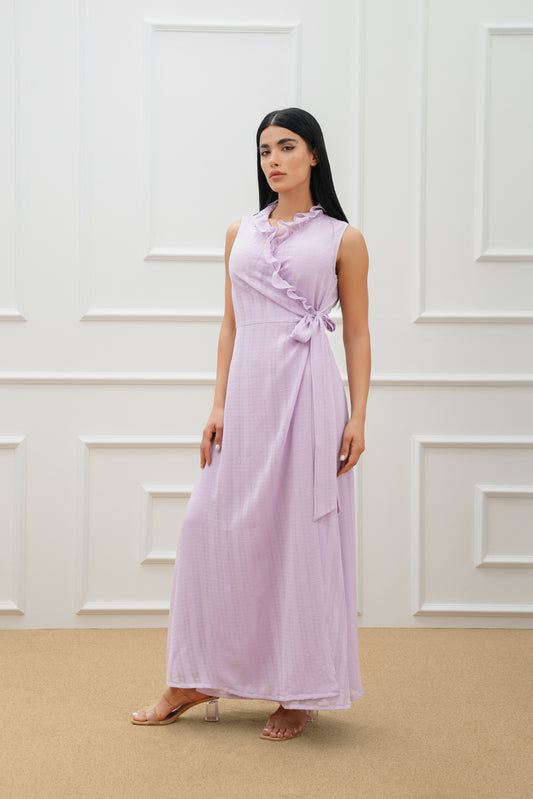 Over lap checkered organza dress