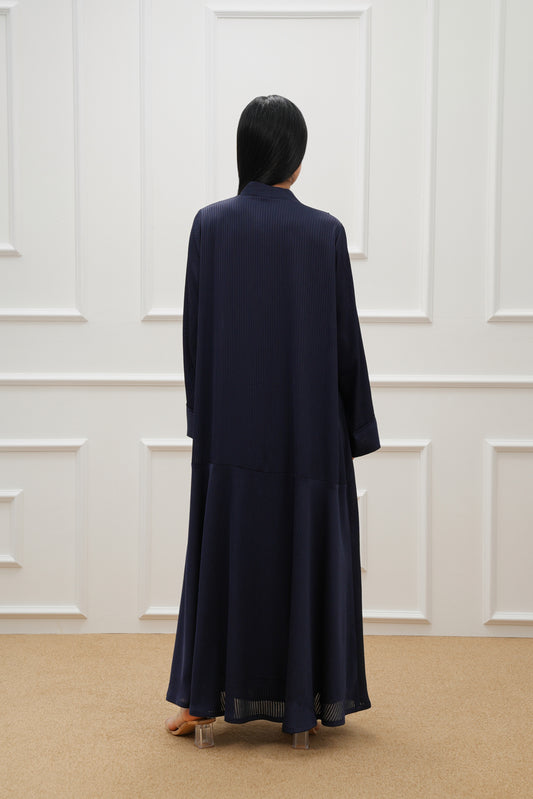 Geometric cut silk abaya with sleeveless dress (SET)
