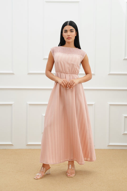 Goemetric checkered organza Abaya Set
