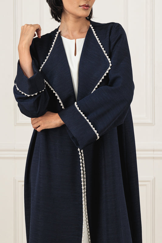 Textured crepe abaya with pearls