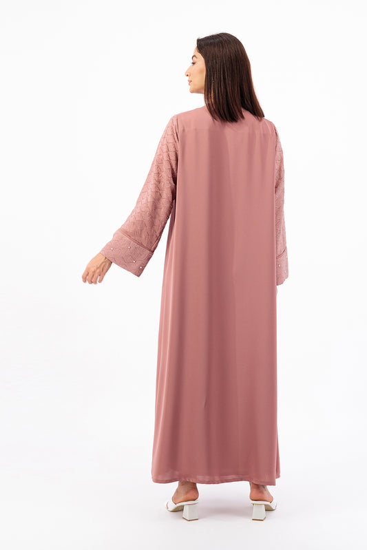 Wide collar diamond textured abaya