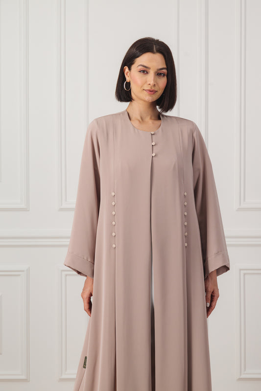 Straight cut Abaya with covered button detail