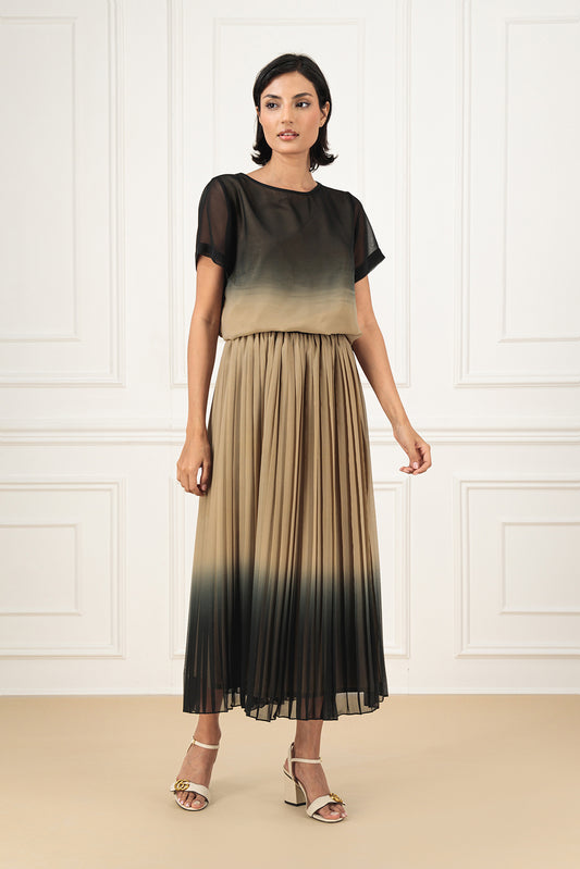 Ombre chiffon Farasha Abaya with shirt and skirt (SET)