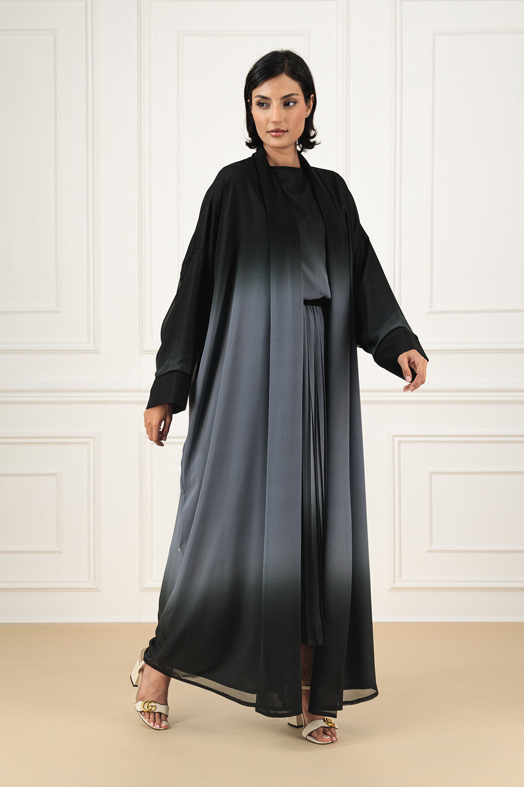Ombre chiffon farasha cut abaya