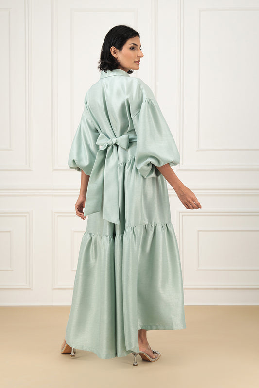 Shantung shirt dress with belt