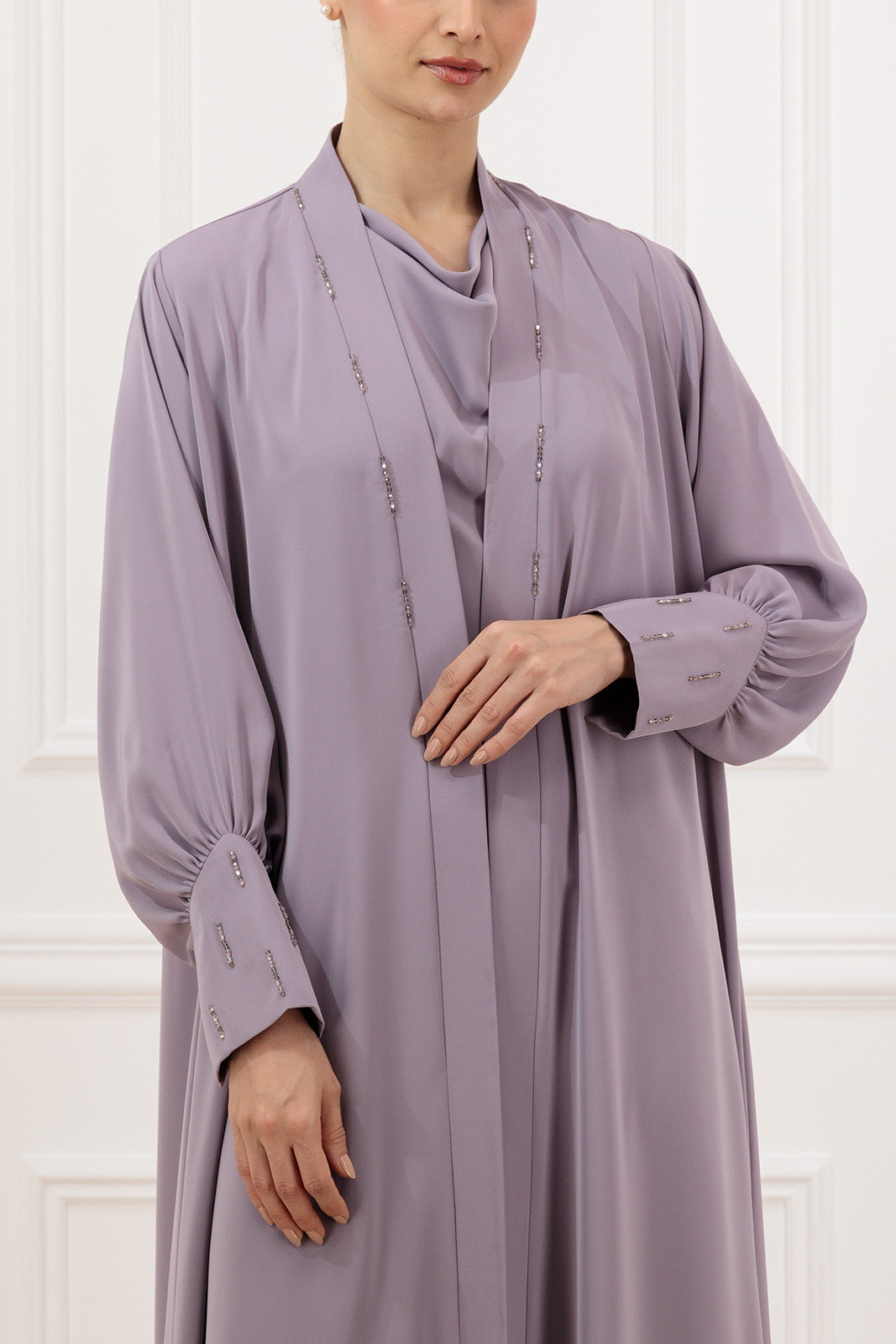 Beaded Pleated elegance abaya with dress (SET)