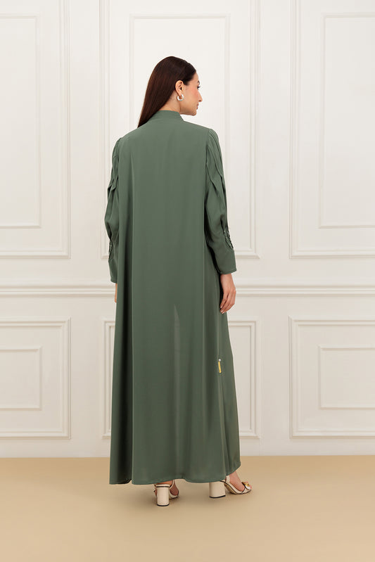 Pleated sleeves with embelishment