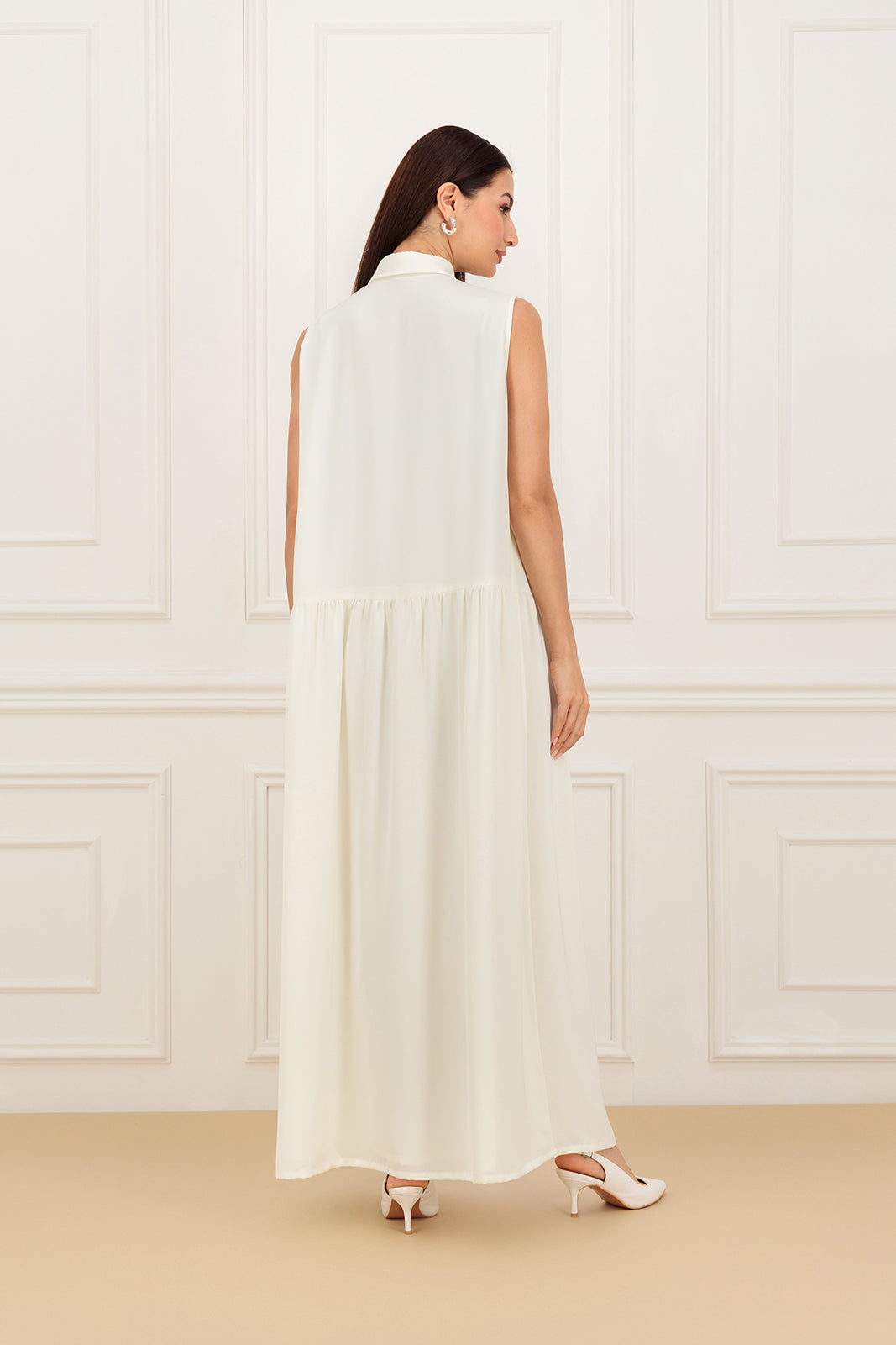Overlapped sleeves abaya with Shirt collar dress (SET)