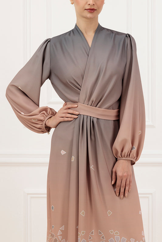 Overlapped ombre printed dress