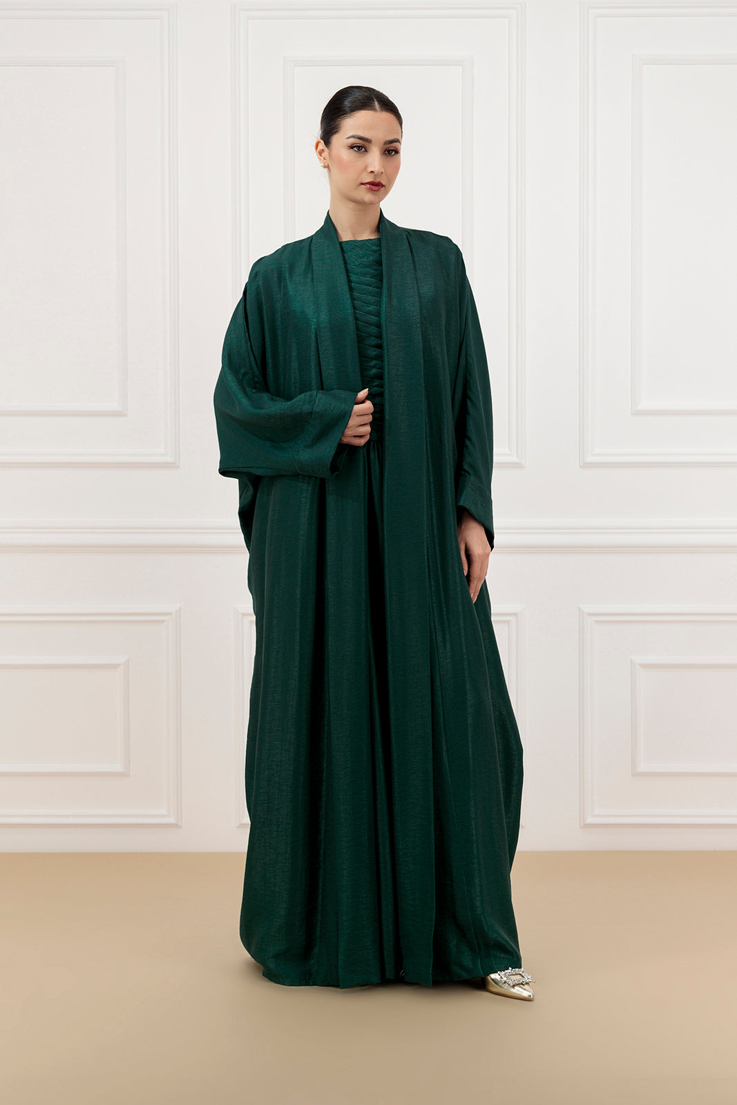Shimmer Linen Abaya & Dress Set