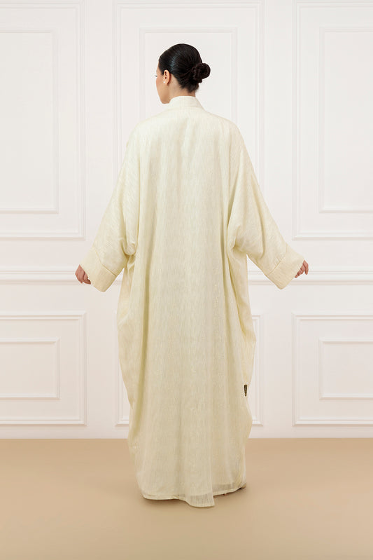 Embellished gold line chiffon Abaya