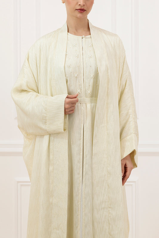 Embellished gold line chiffon Abaya and dress (SET)