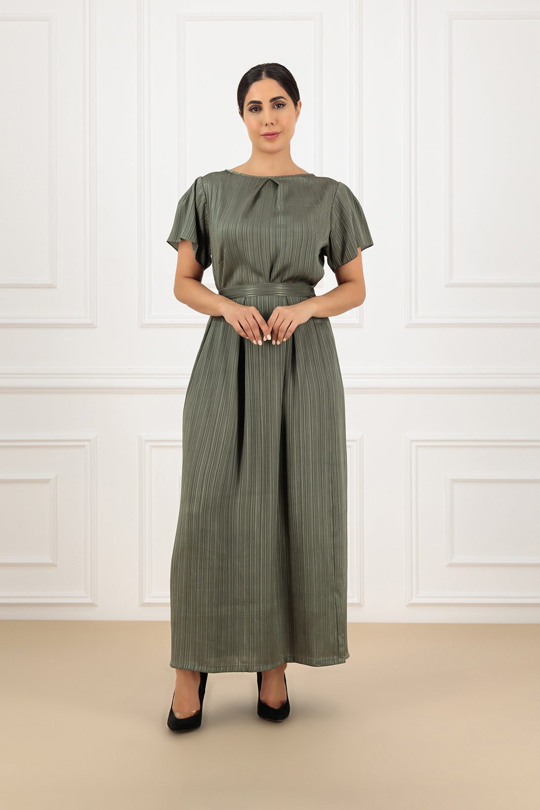 Jacquard stripe silk farasha abaya (SET)