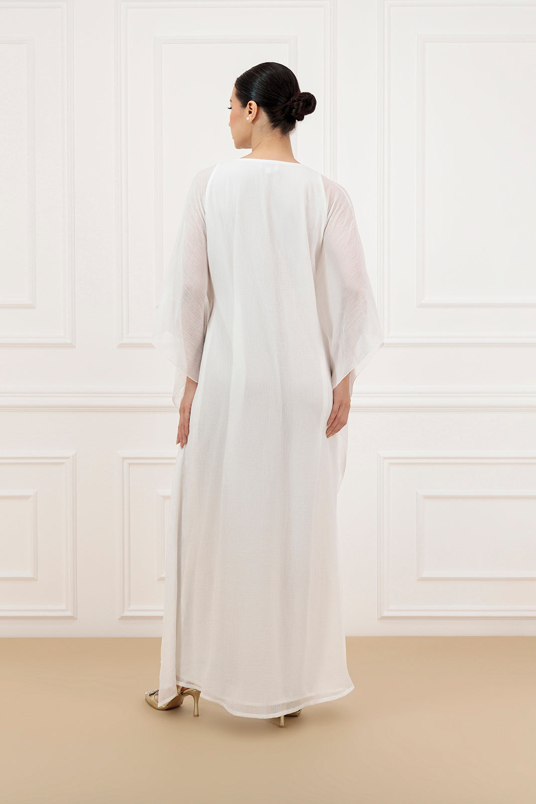 Wrinkle chiffon kaftan with belt