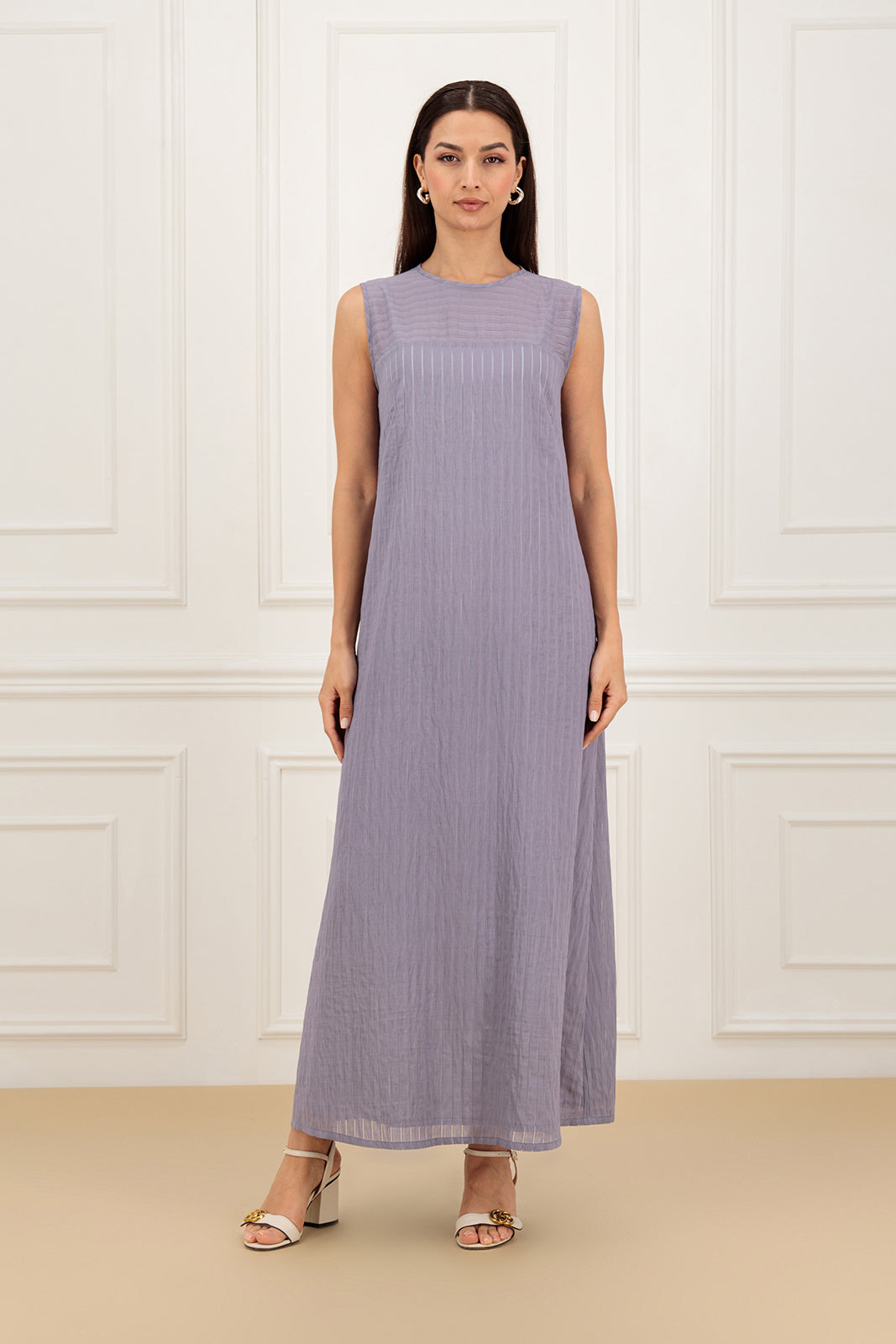 Striped organza fabric Abaya & Inner (SET)