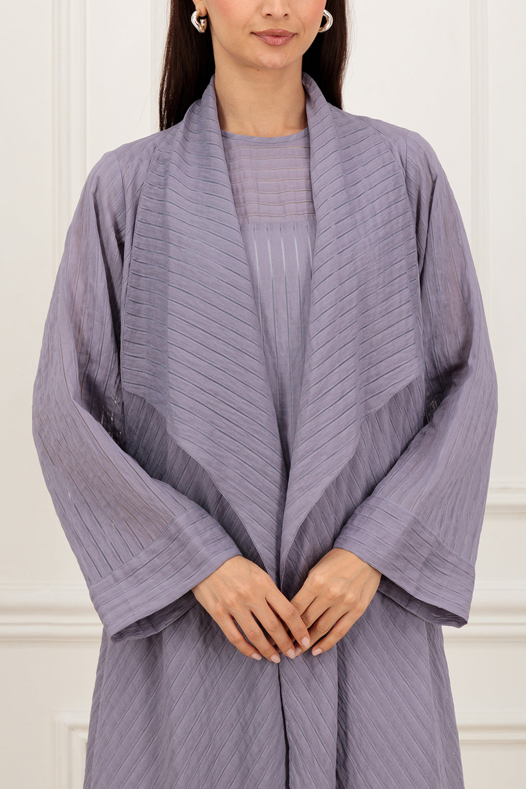 Striped organza fabric Abaya & Inner (SET)