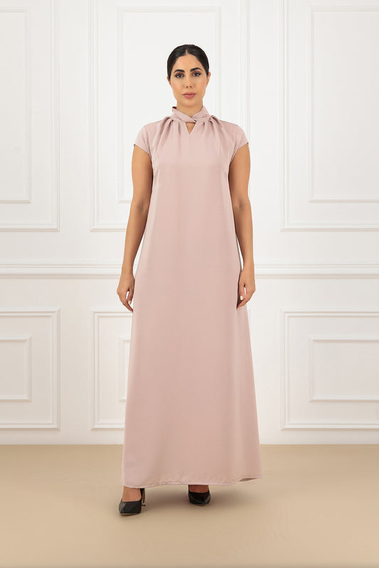 Overlap Sleeve Abaya & Twisted Collar Dress Set