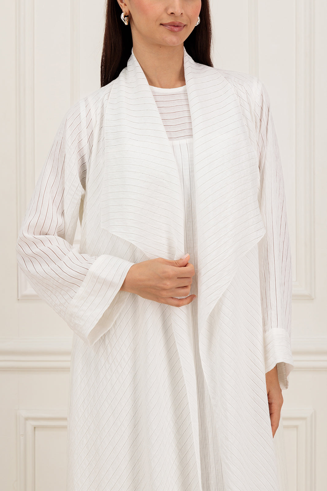 Striped organza fabric Abaya & Inner (SET)