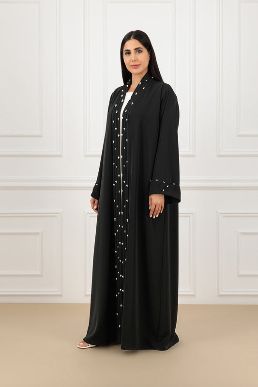 Embroidered pearl detail abaya