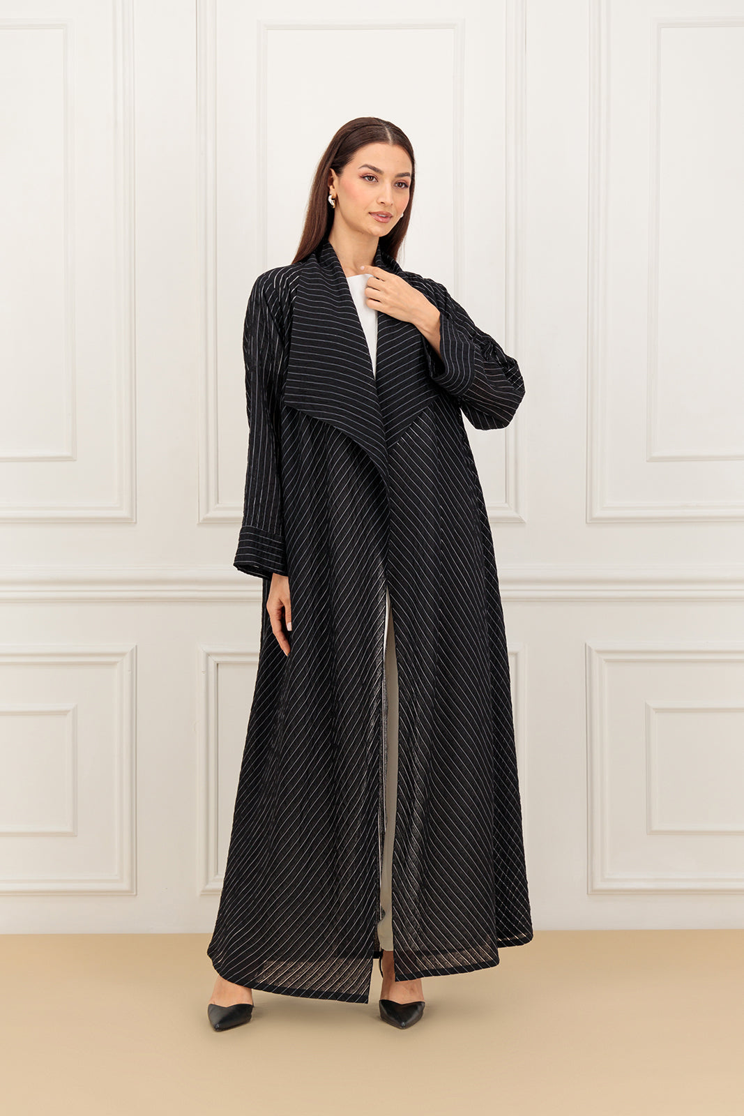 Striped organza fabric Abaya & Inner (SET)