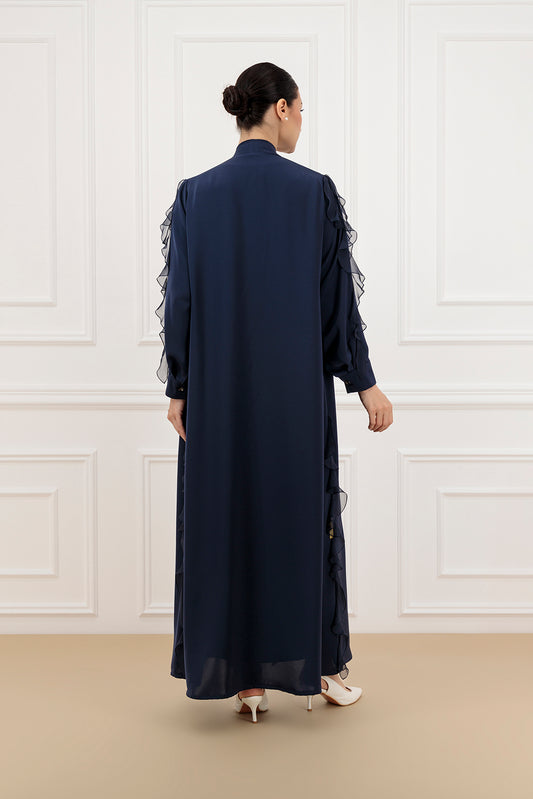 Chiffon sleeve ruffled abaya