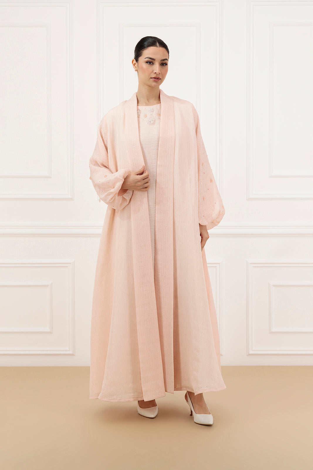 Thread Organza Abaya and Dress Set