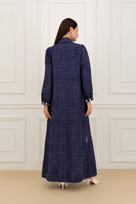 Tweed abaya with pearls