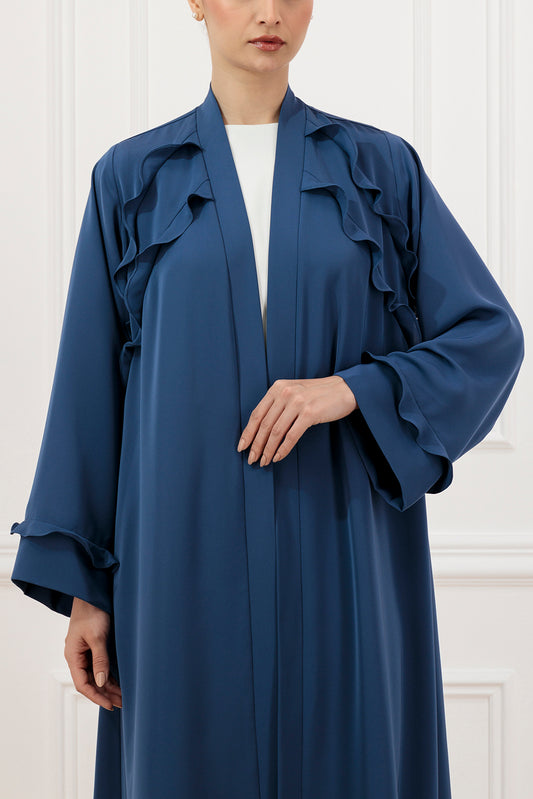 Bodice ruffled abaya with back box pleat