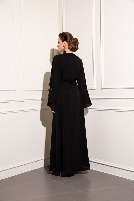 Beaded Tassel sleeve abaya with belt