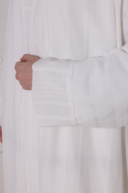 Striped textured farasha cut abaya