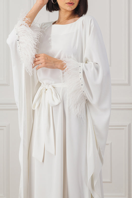 Farasha cut Kaftan with feather detail