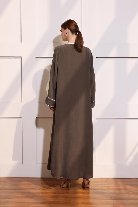 Abaya With Contrast Piping