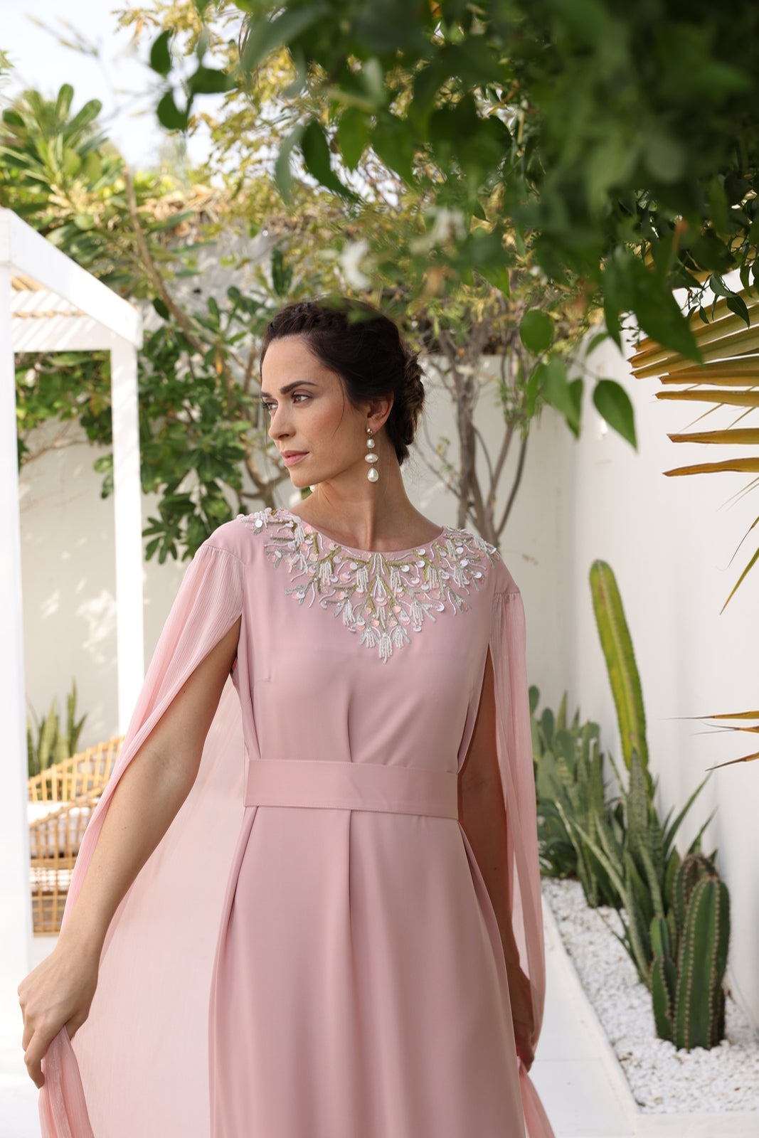 A-line cape maxi Dress