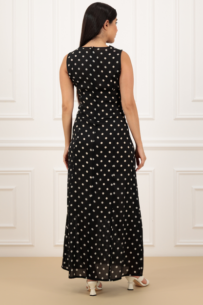 Loose collar polka dress