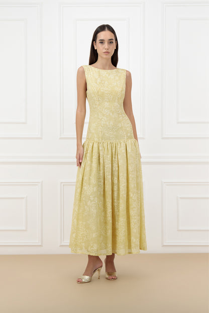 Floral Jacquard Farasha Abaya with sleeveless dress (SET)