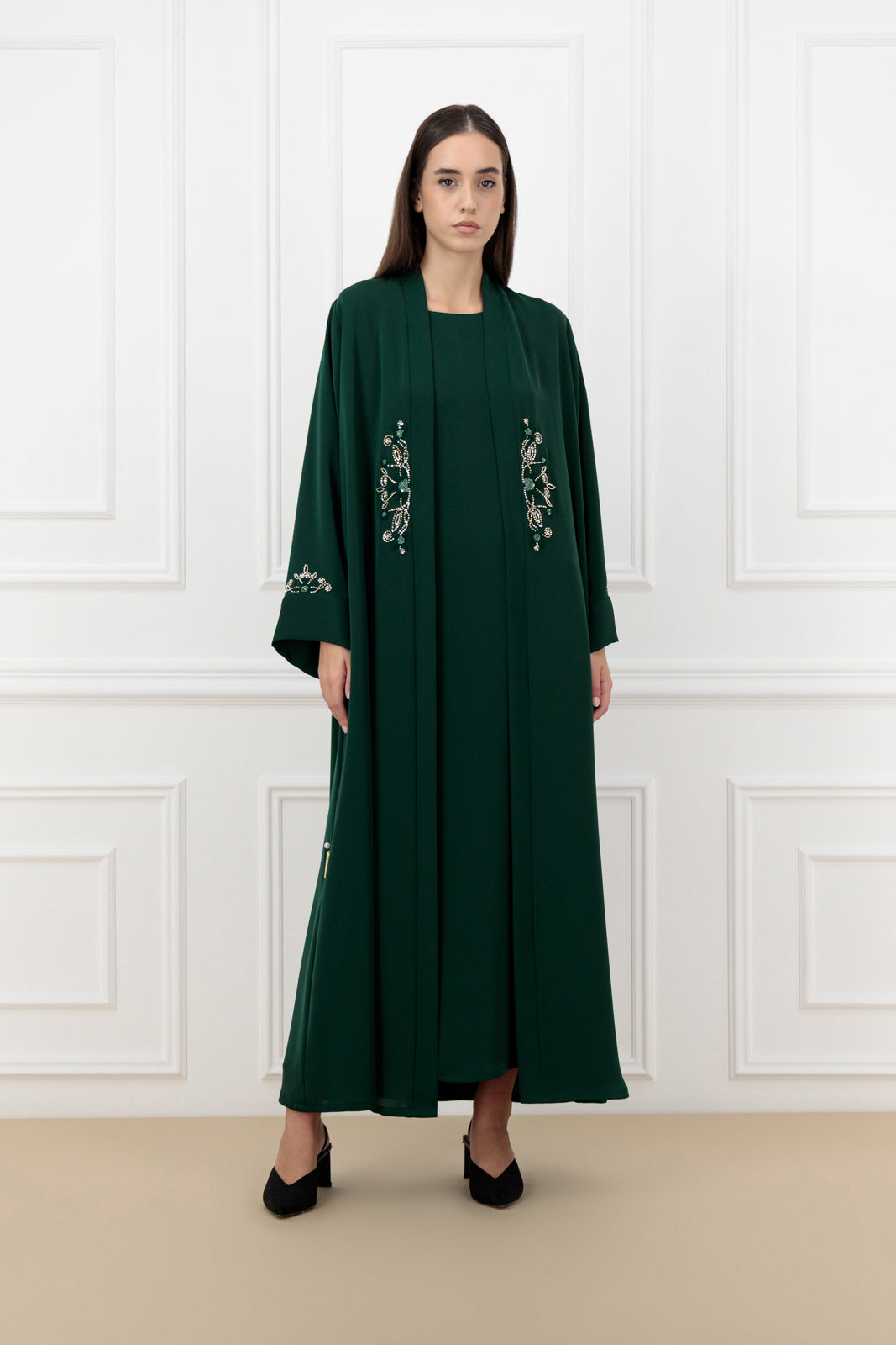 3D Embossed floral abaya