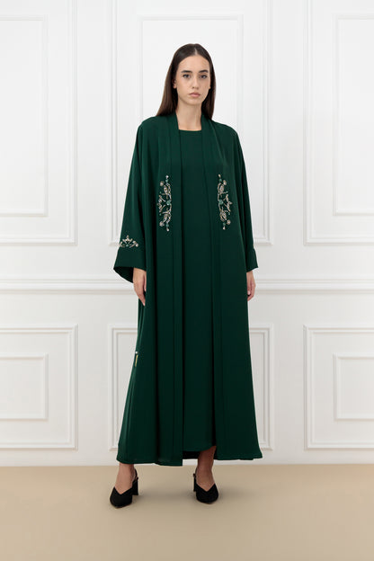 3D Embossed floral abaya